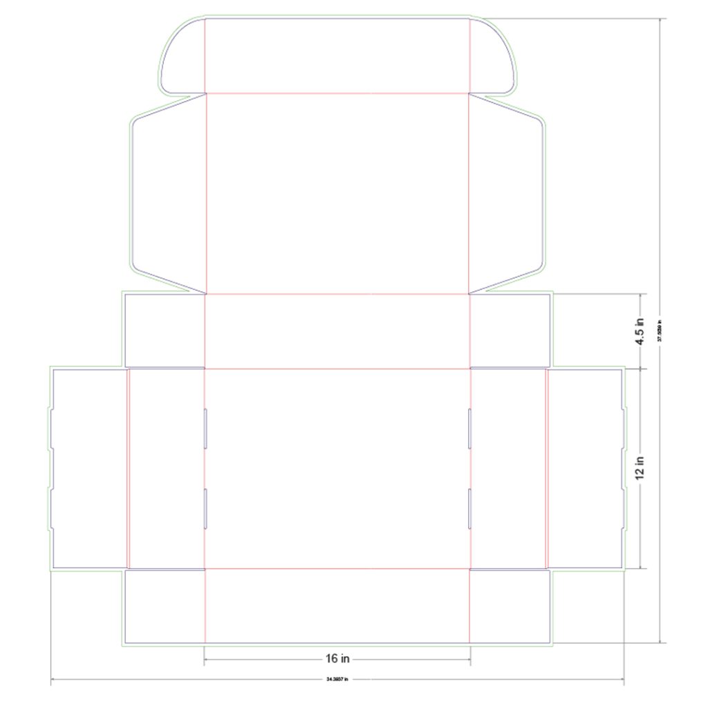16x12x4.5 in Mailer Box Template
