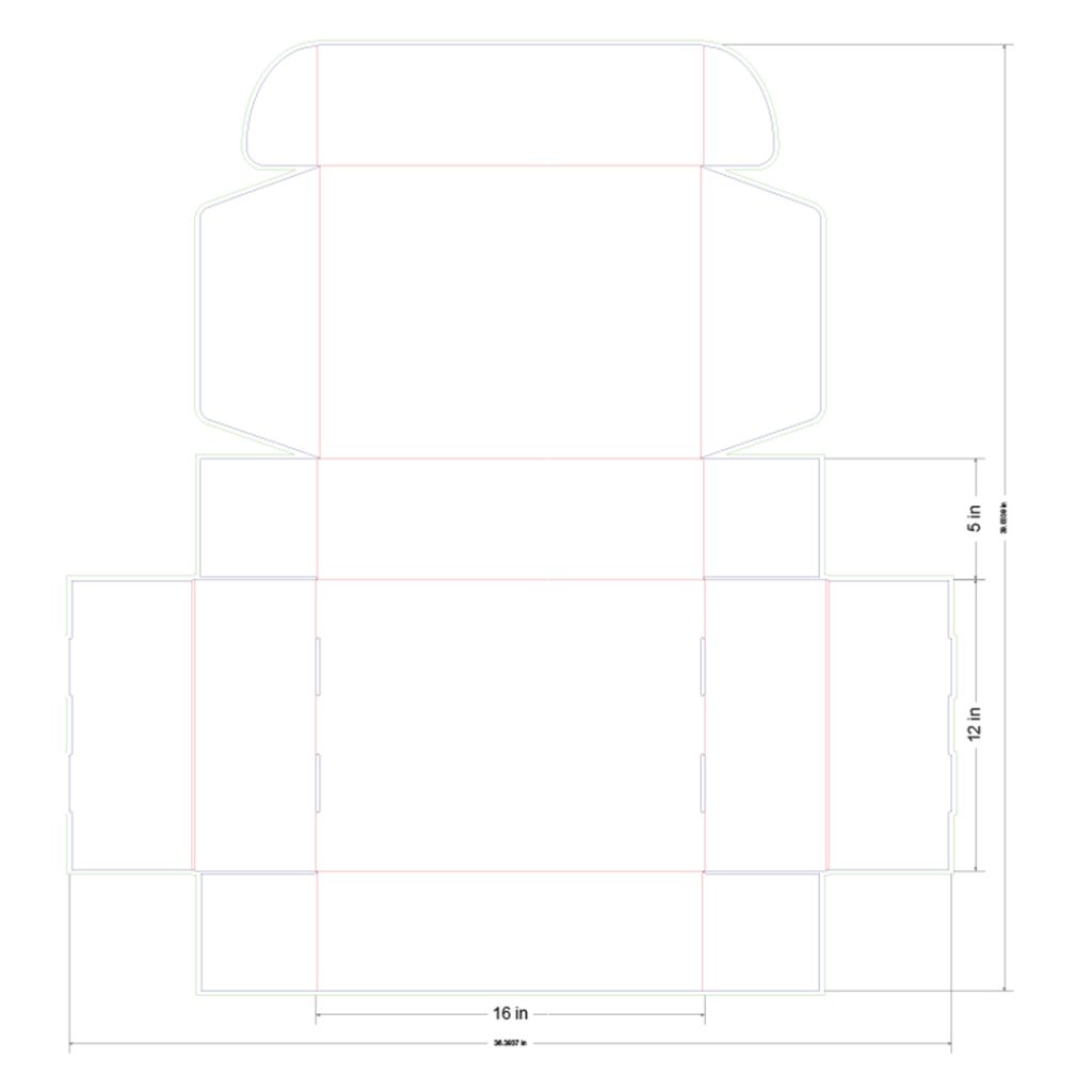 16x12x5 in Mailer Box Template