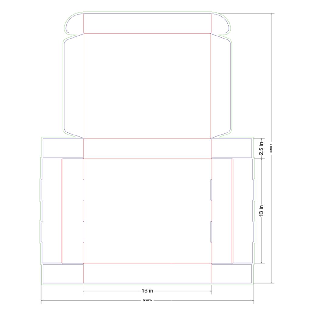 16x13x2.5 in Mailer Box Template
