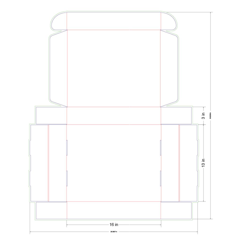 16x13x3 in Mailer Box Template