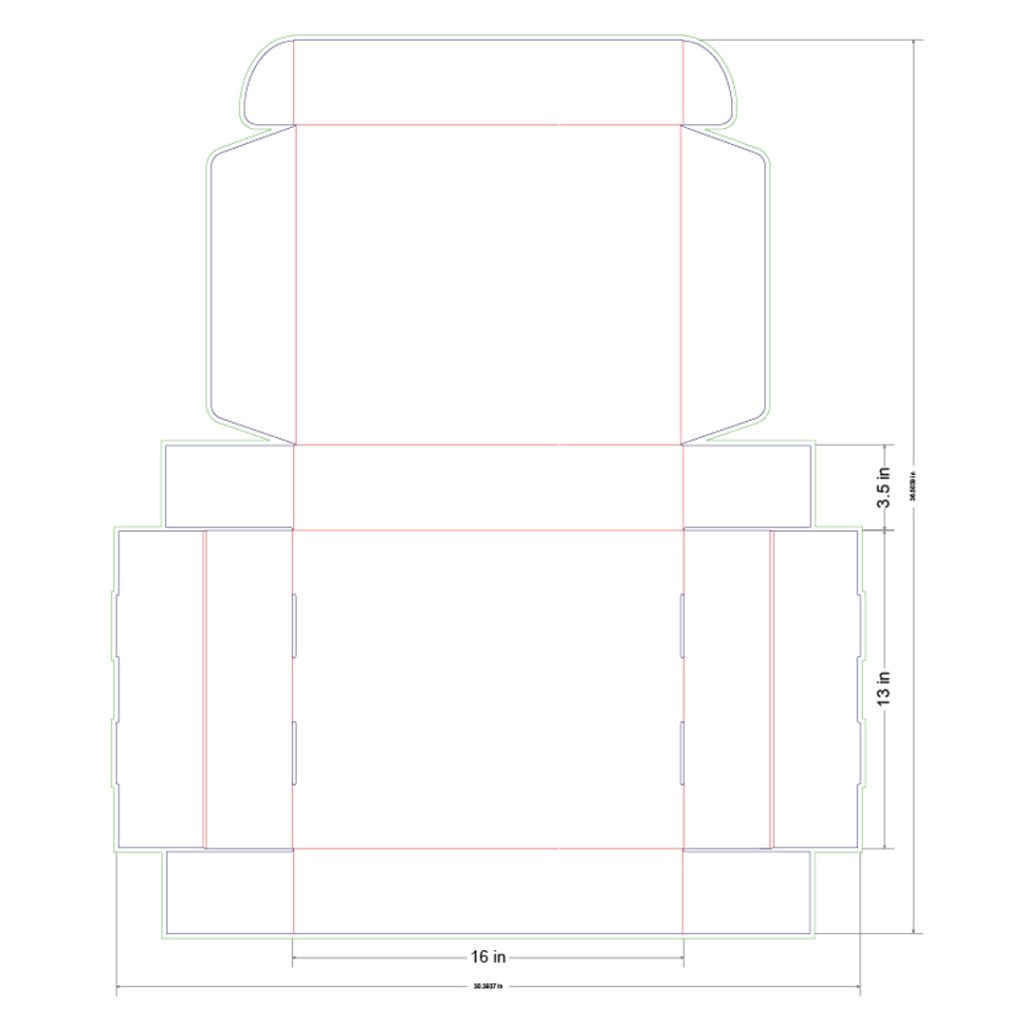 16x13x3.5 in Mailer Box Template