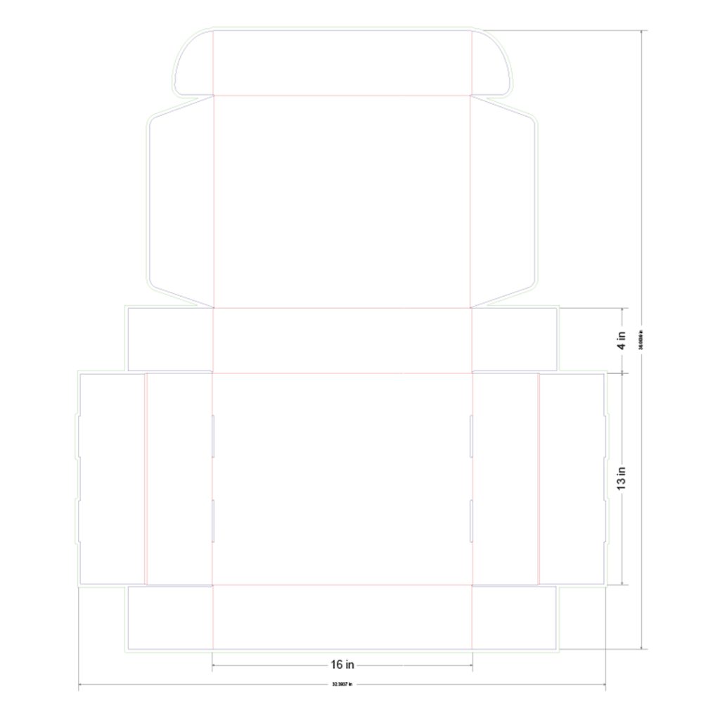 16x13x4 in Mailer Box Template
