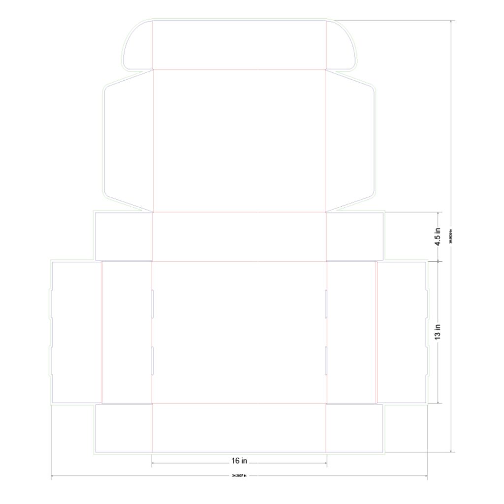 16x13x4.5 in Mailer Box Template