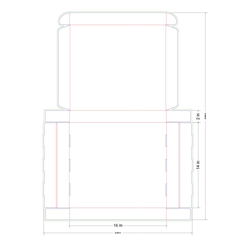 16x14x2 in Mailer Box Template