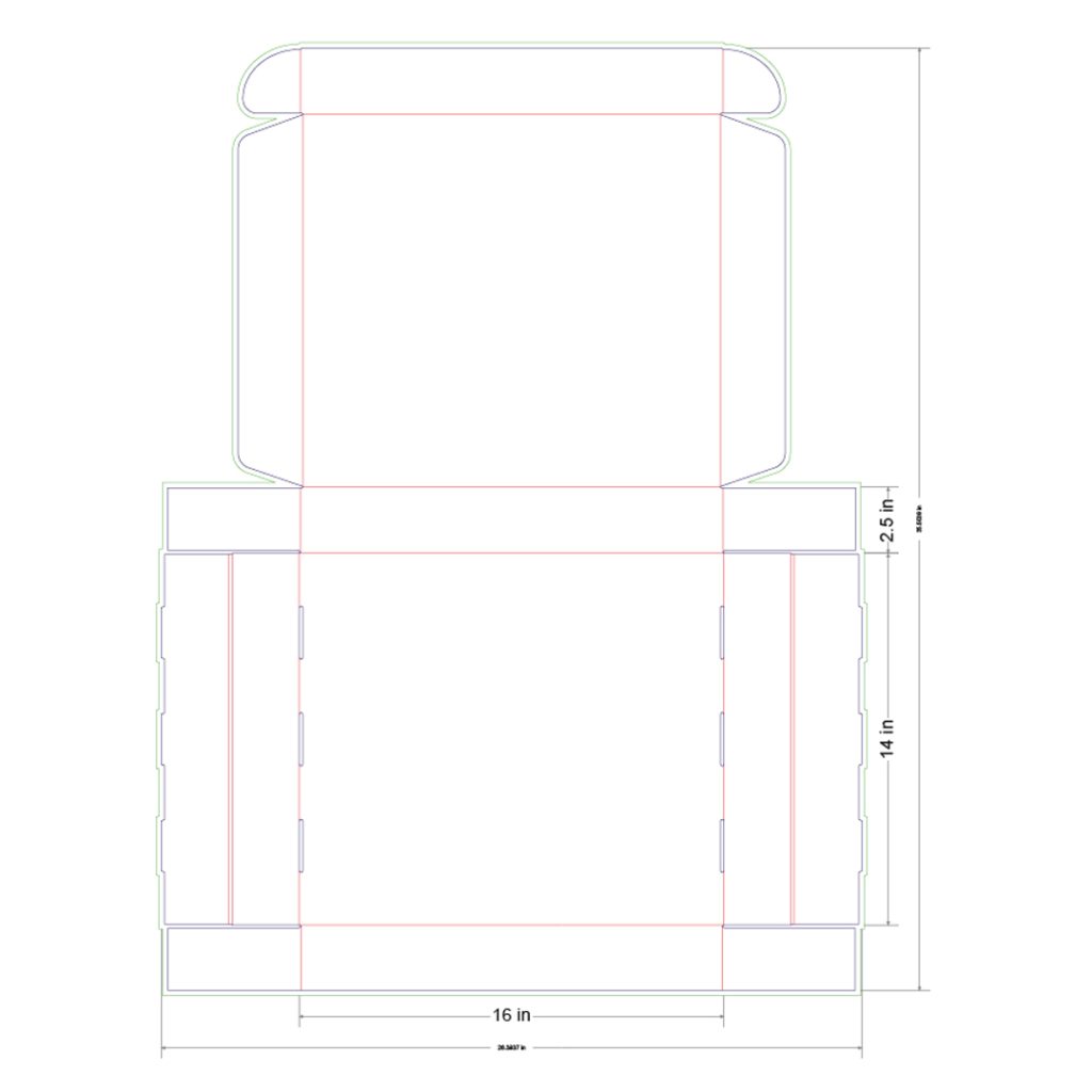 16x14x2.5 in Mailer Box Template
