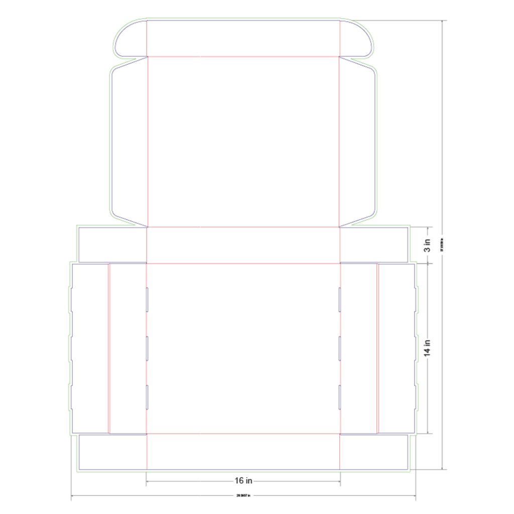 16x14x3 in Mailer Box Template