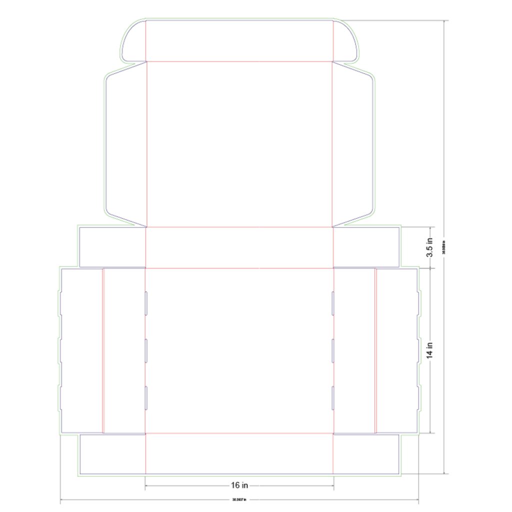 16x14x3.5 in Mailer Box Template