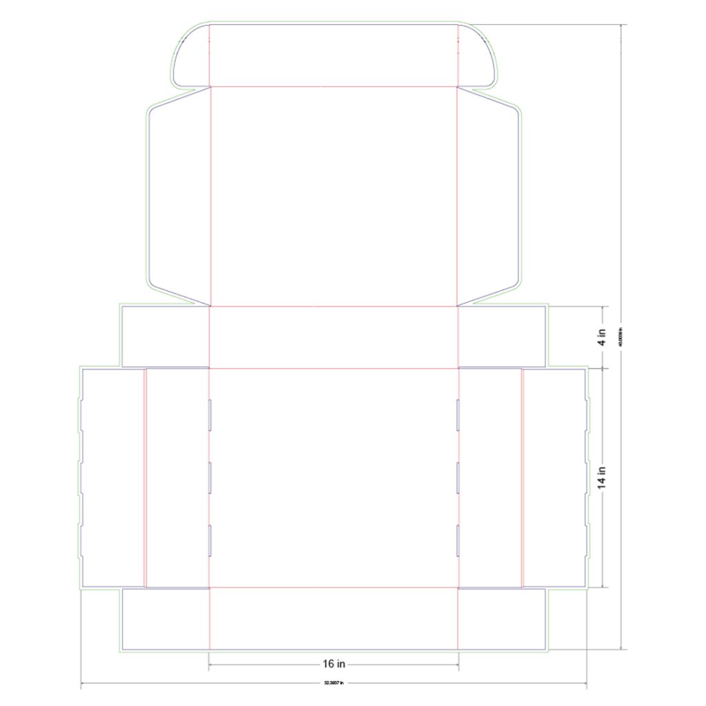 16x14x4 in Mailer Box Template