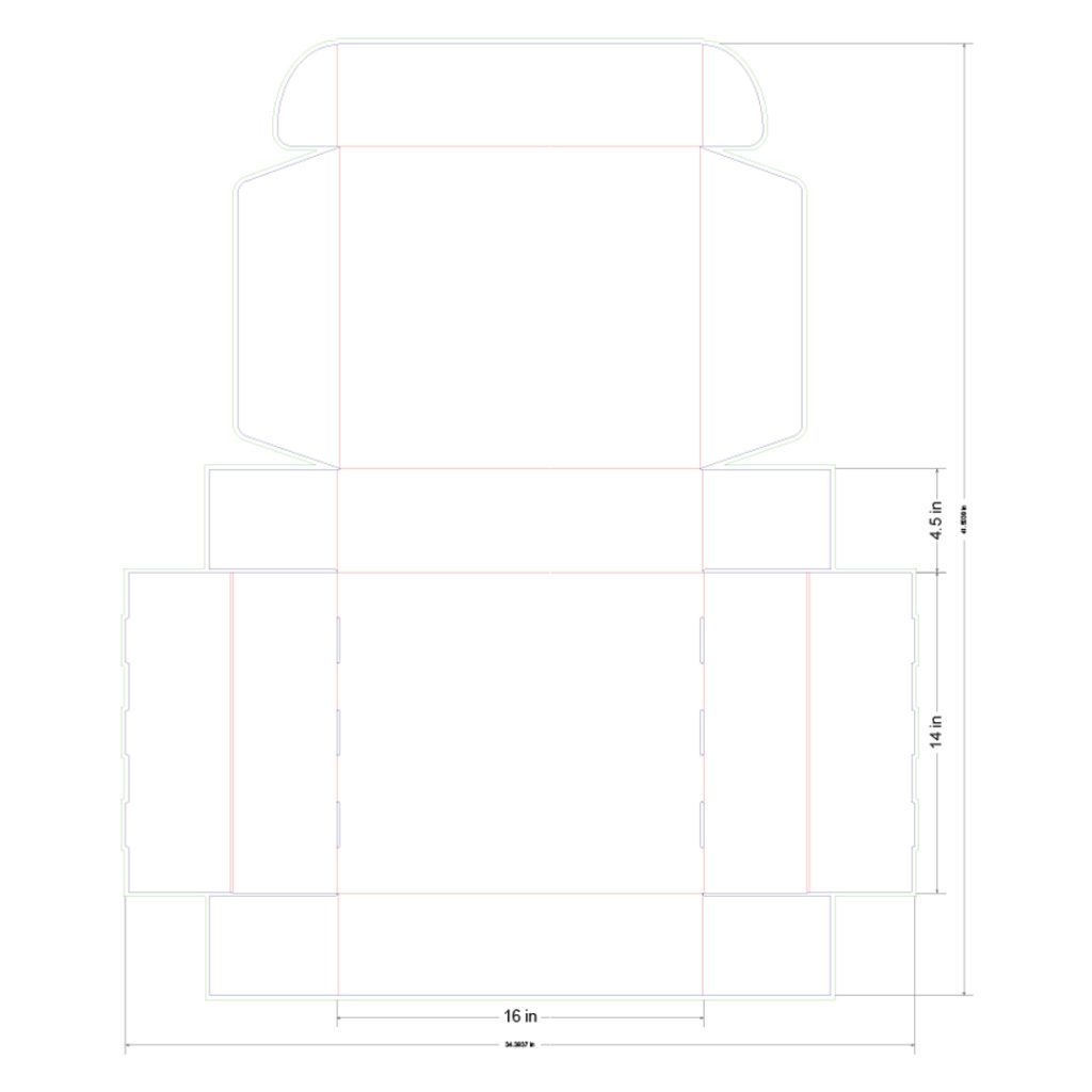 16x14x4.5 in Mailer Box Template