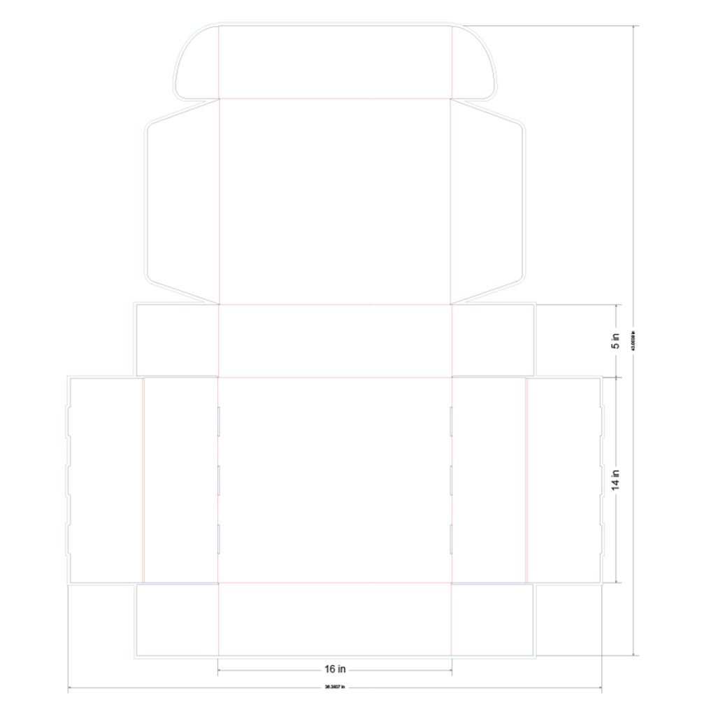 16x14x5 in Mailer Box Template