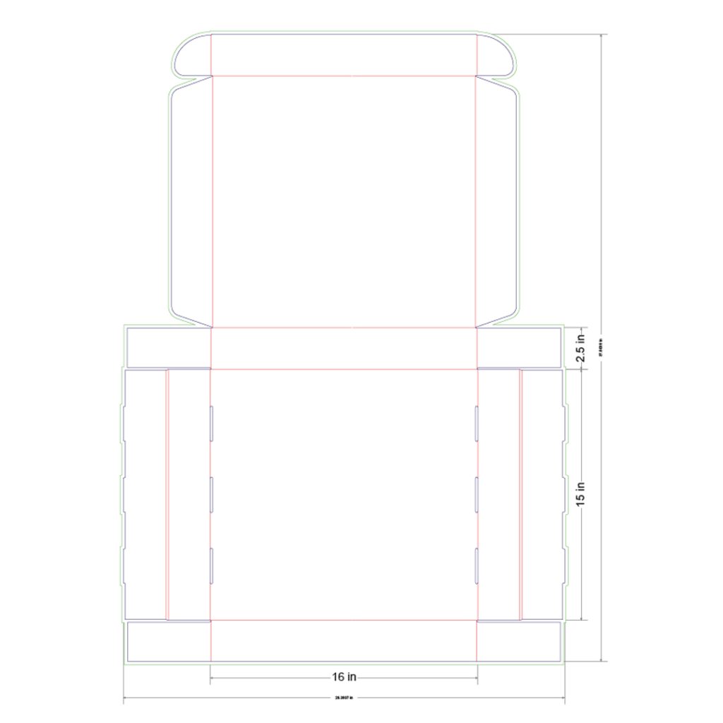 16x15x2.5 in Mailer Box Template