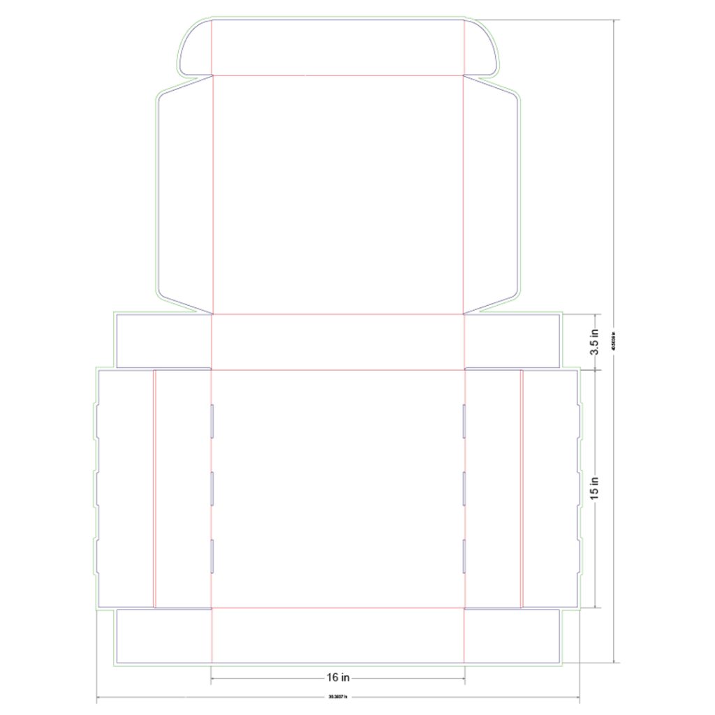 16x15x3.5 in Mailer Box Template