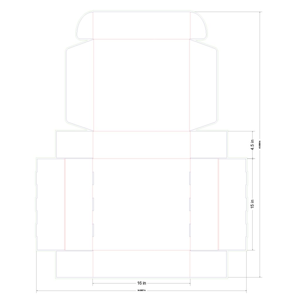 16x15x4.5 in Mailer Box Template