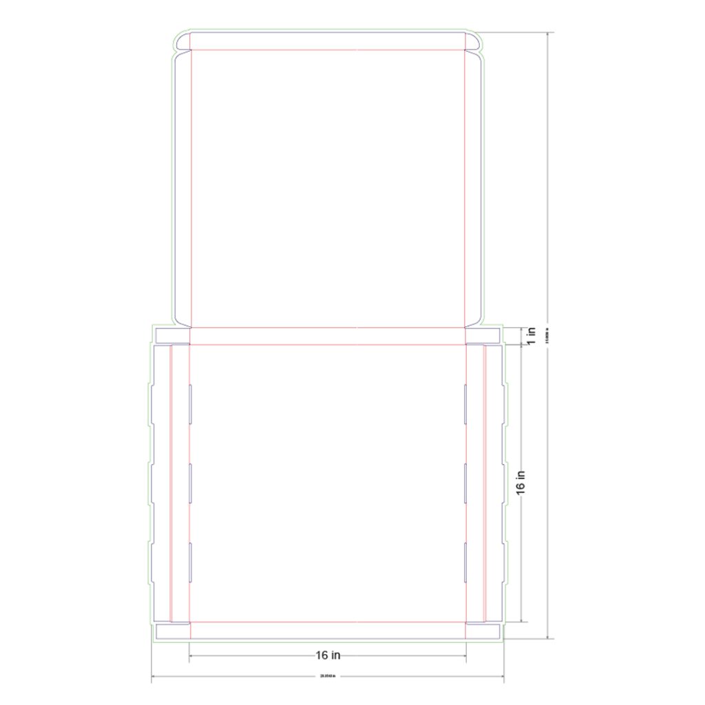 16x16x1 in Mailer Box Template