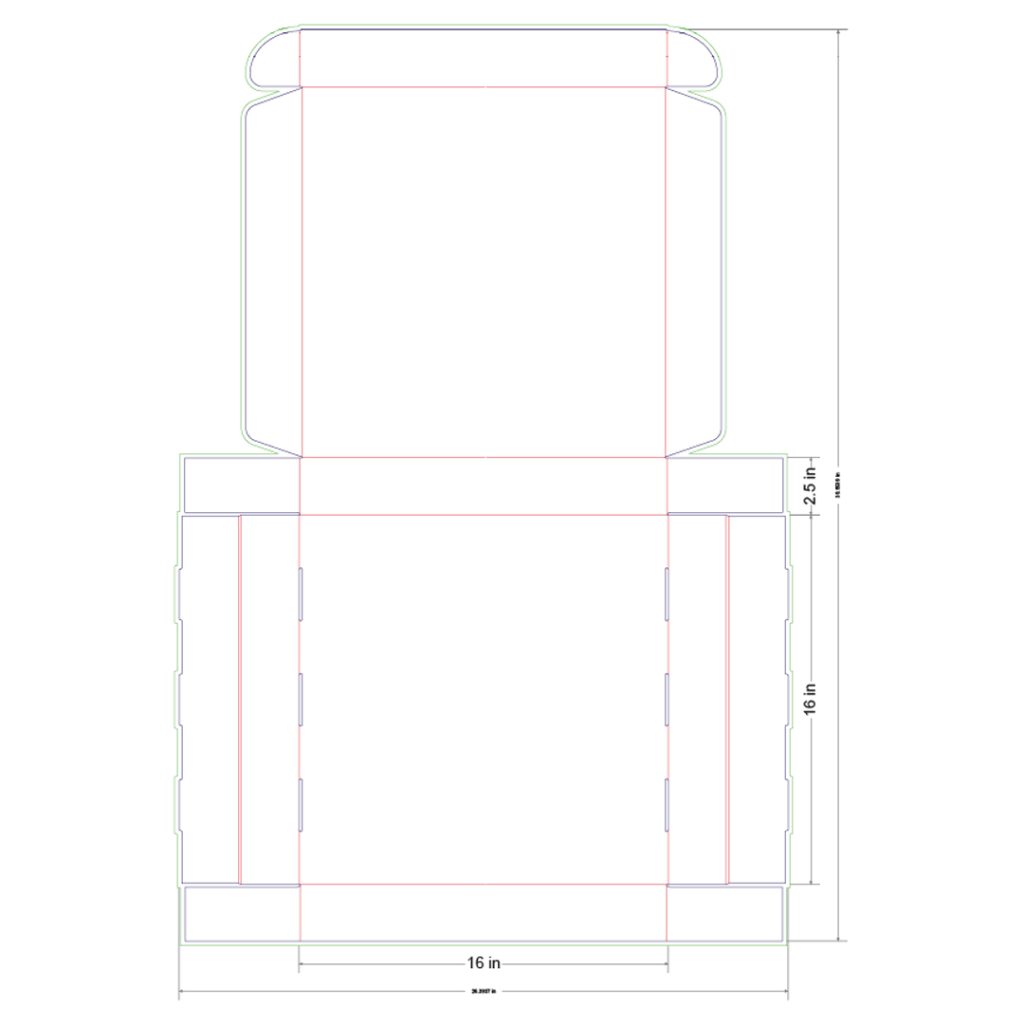 16x16x2.5 in Mailer Box Template