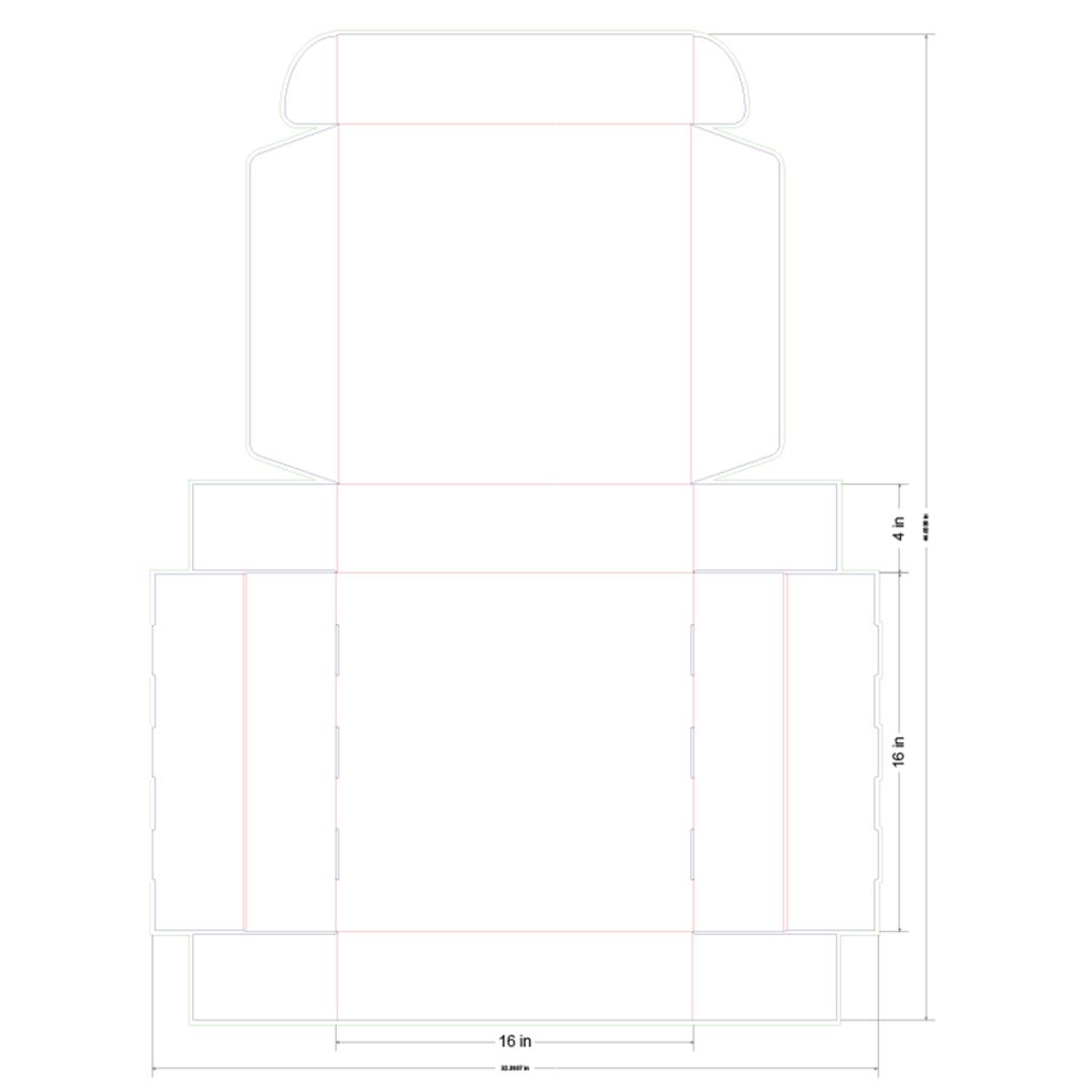 16x16x4 in Mailer Box Template