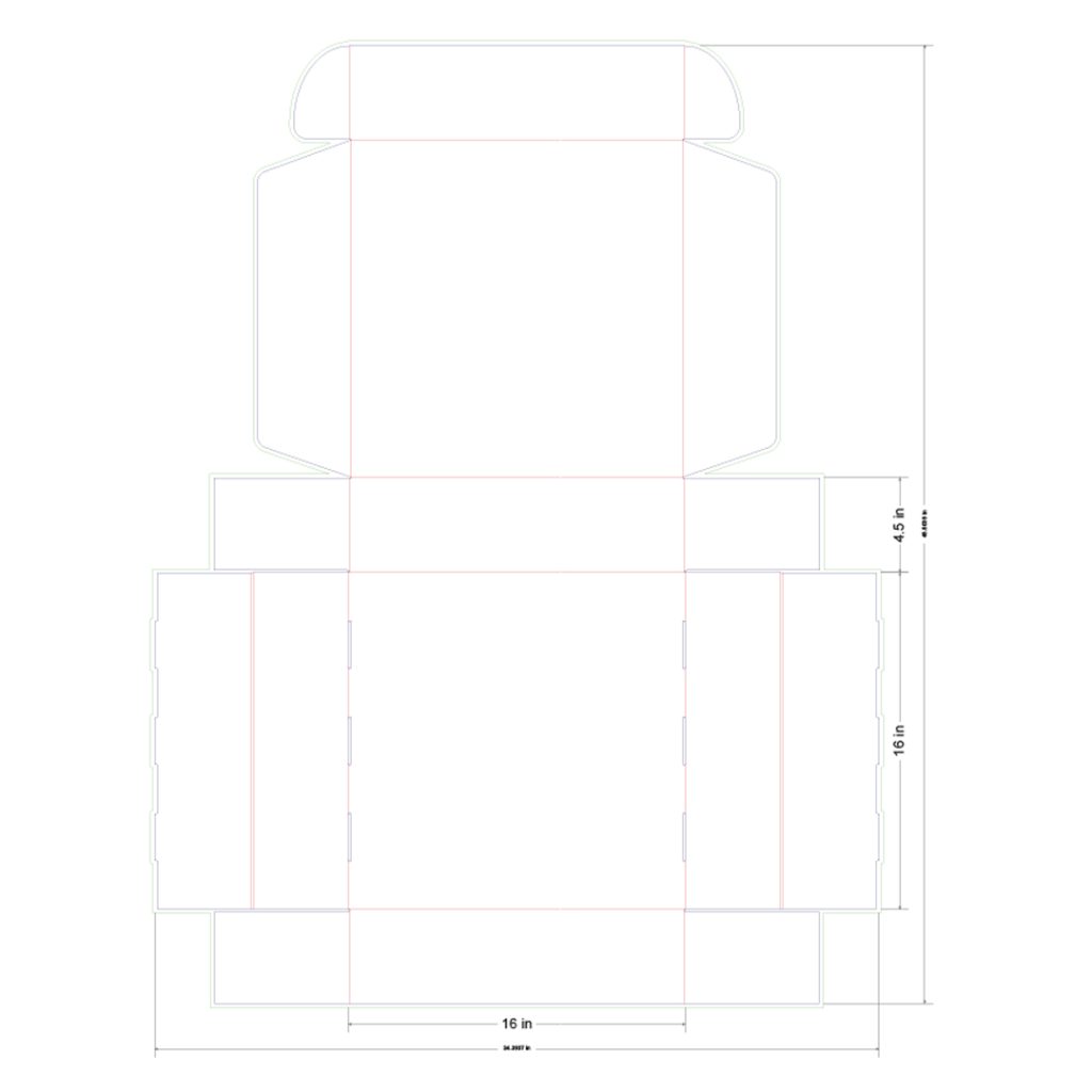 16x16x4.5 in Mailer Box Template