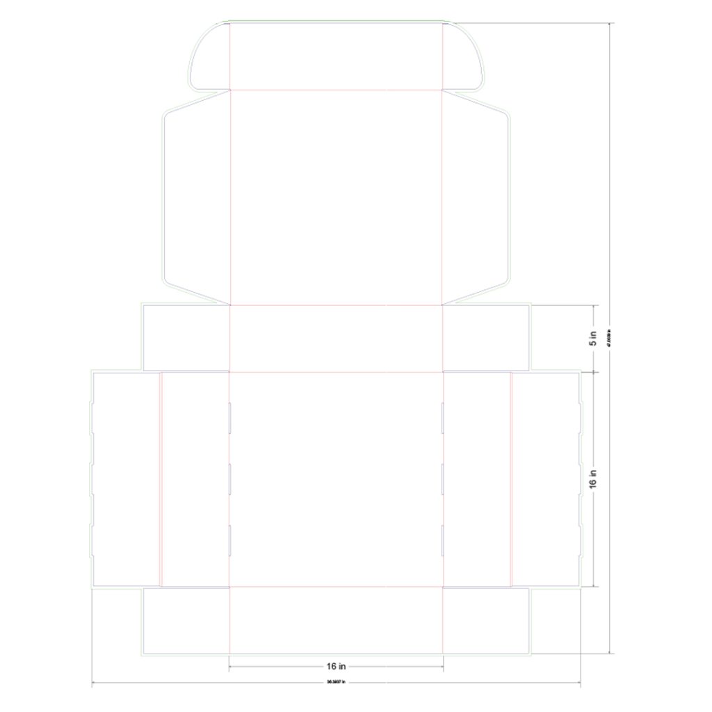 16x16x5 in Mailer Box Template