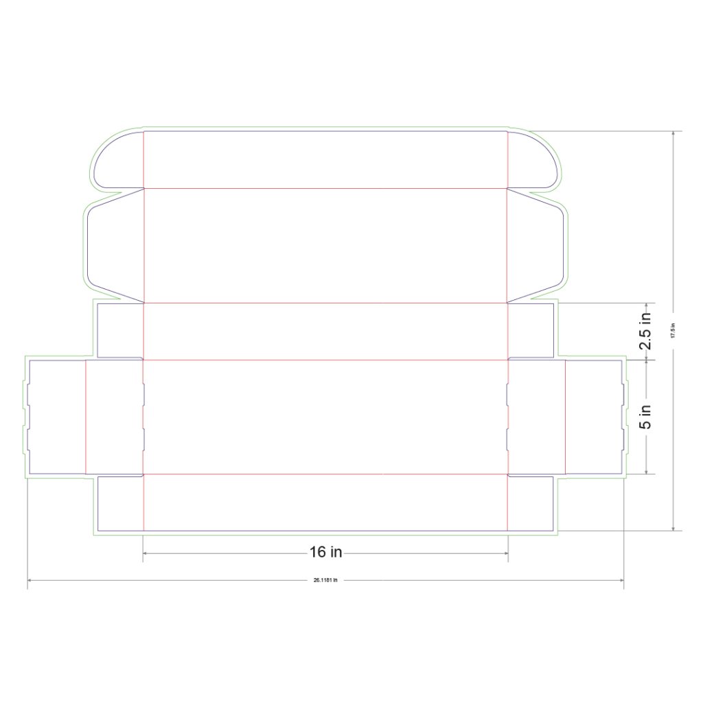 16x5x2.5 in Mailer Box Template