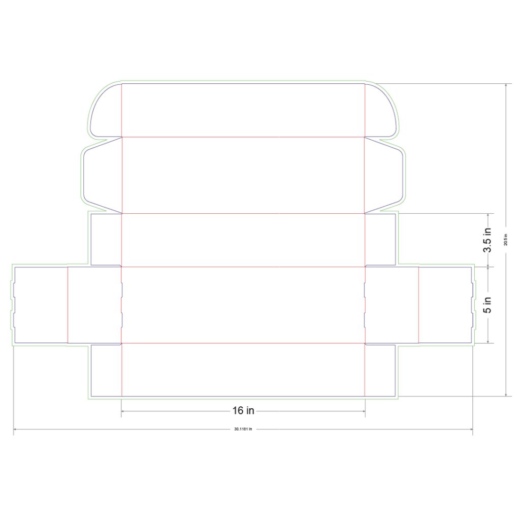 16x5x3.5 in Mailer Box Template