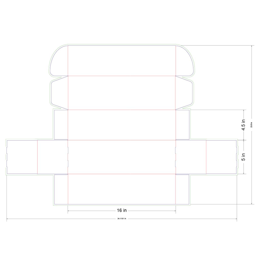 16x5x4.5 in Mailer Box Template