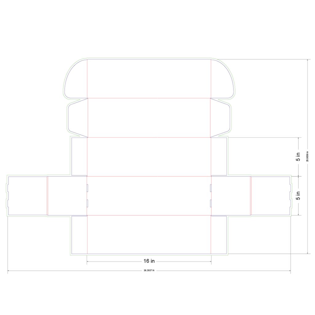 16x5x5 in Mailer Box Template