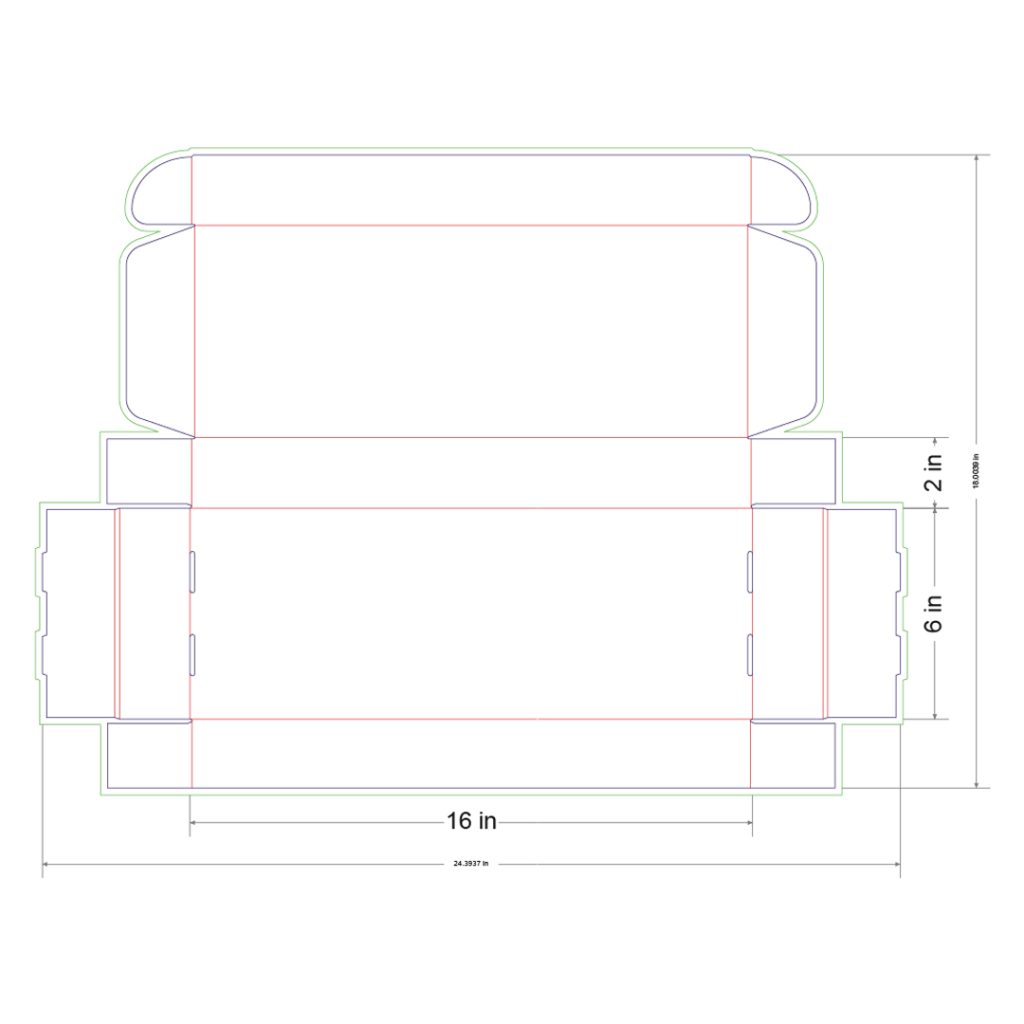 16x6x2 in Mailer Box Template