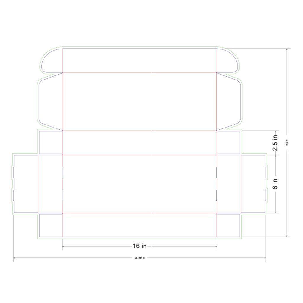 16x6x2.5 in Mailer Box Template