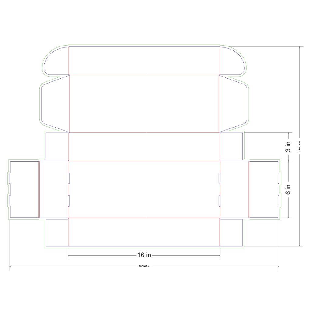 16x6x3 in Mailer Box Template