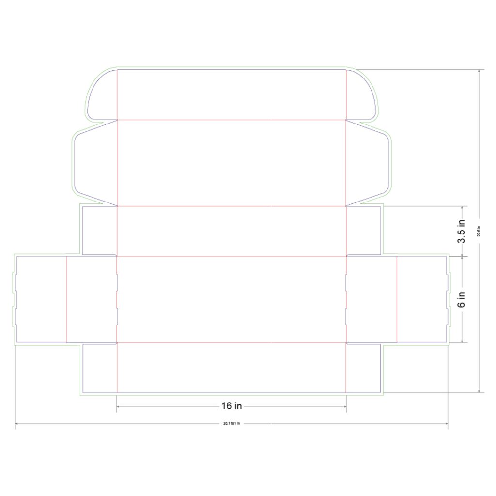 16x6x3.5 in Mailer Box Template