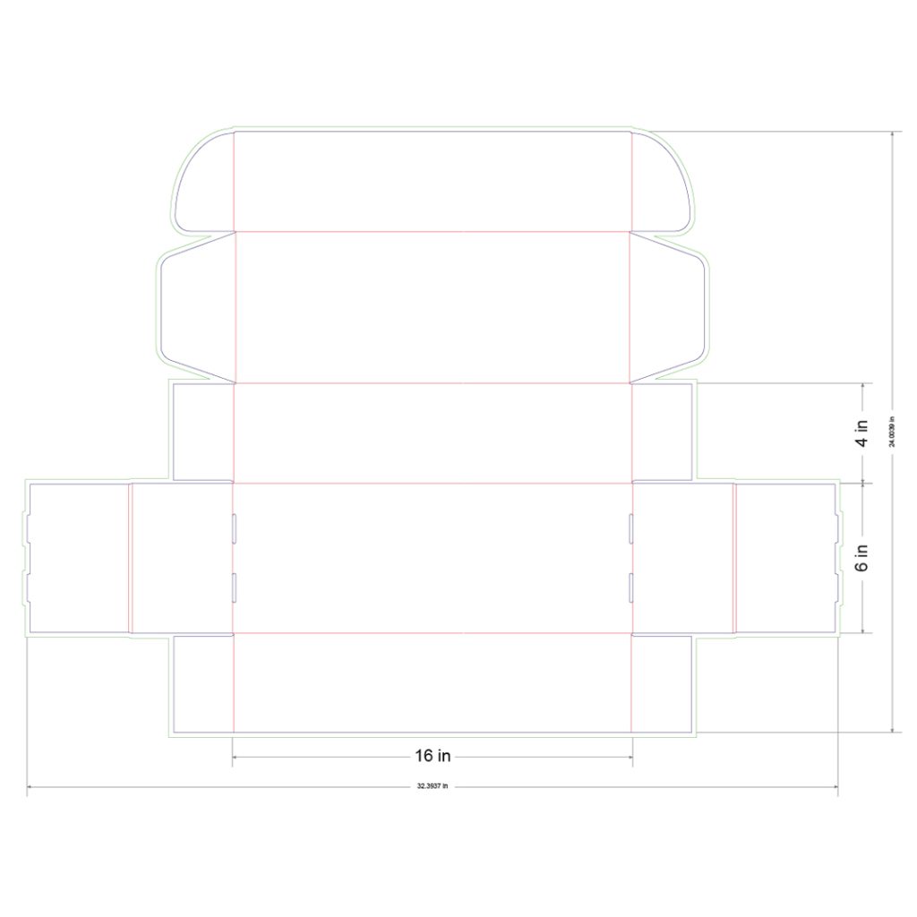 16x6x4 in Mailer Box Template