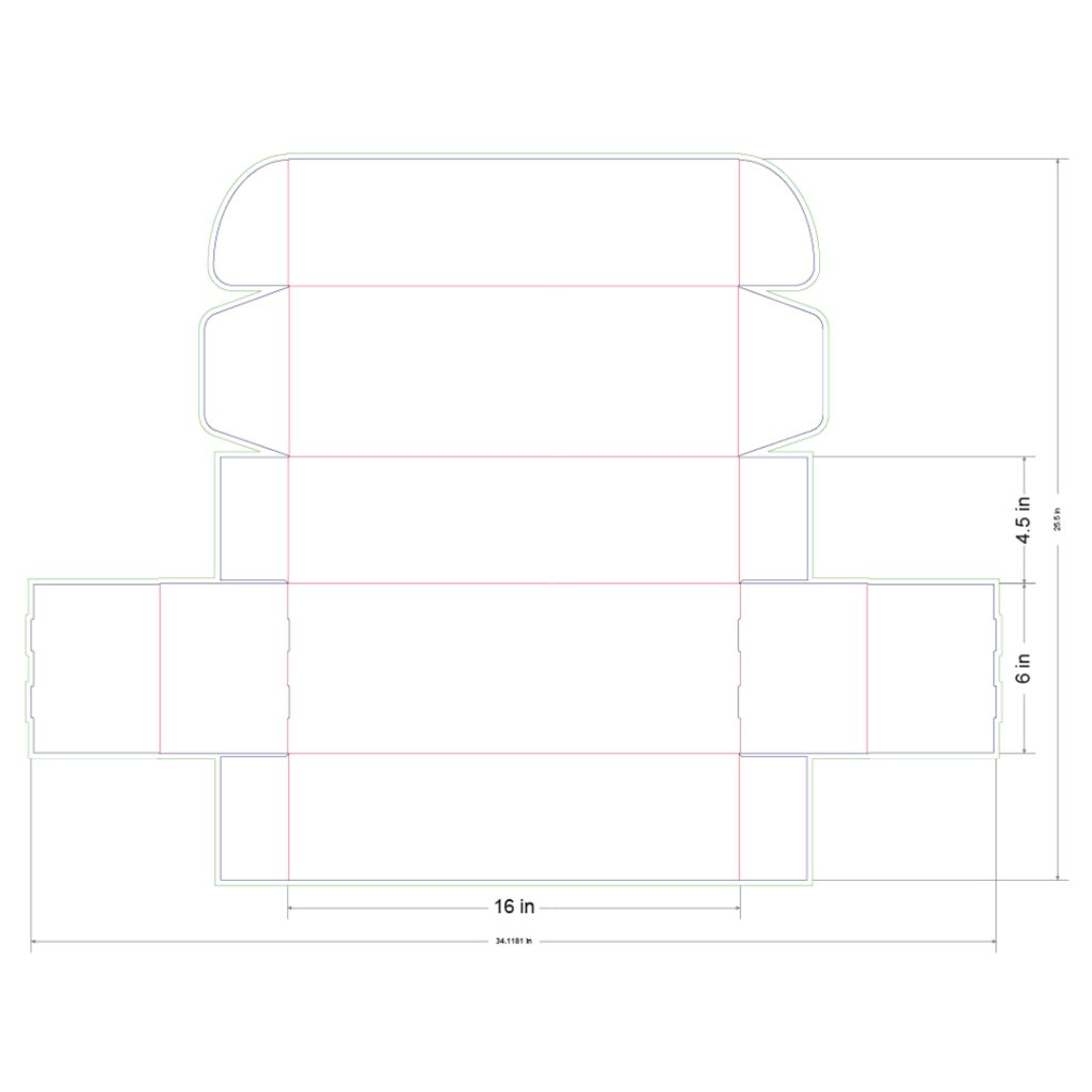 16x6x4.5 in Mailer Box Template