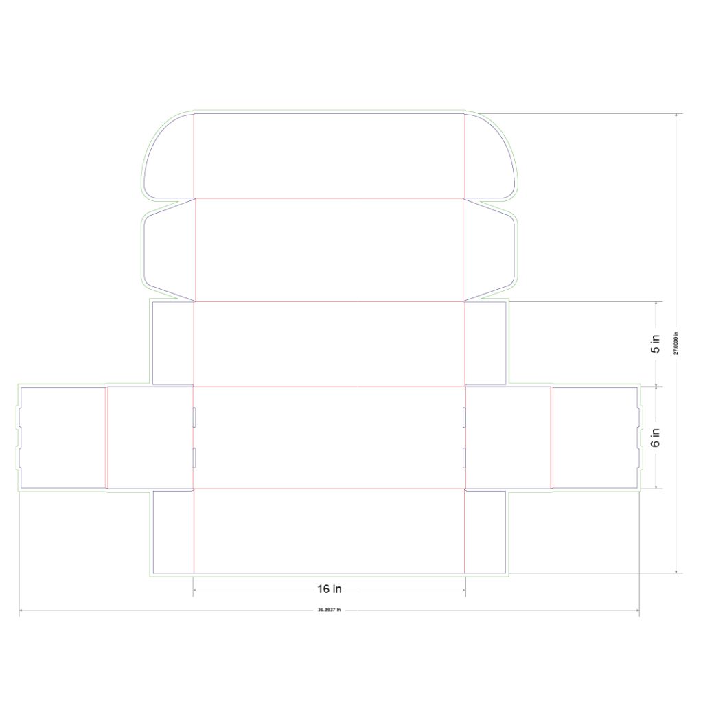 16x6x5 in Mailer Box Template