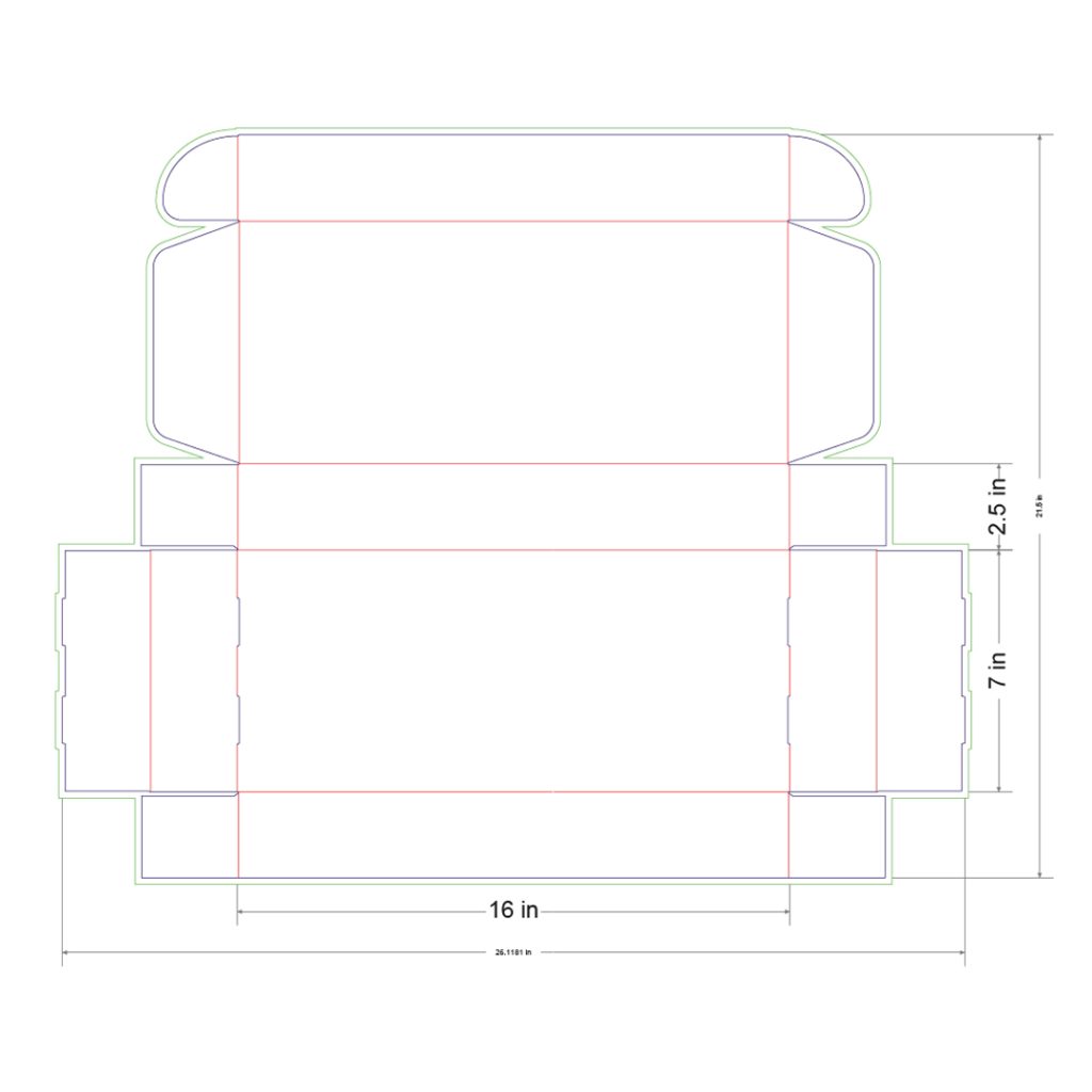 16x7x2.5 in Mailer Box Template
