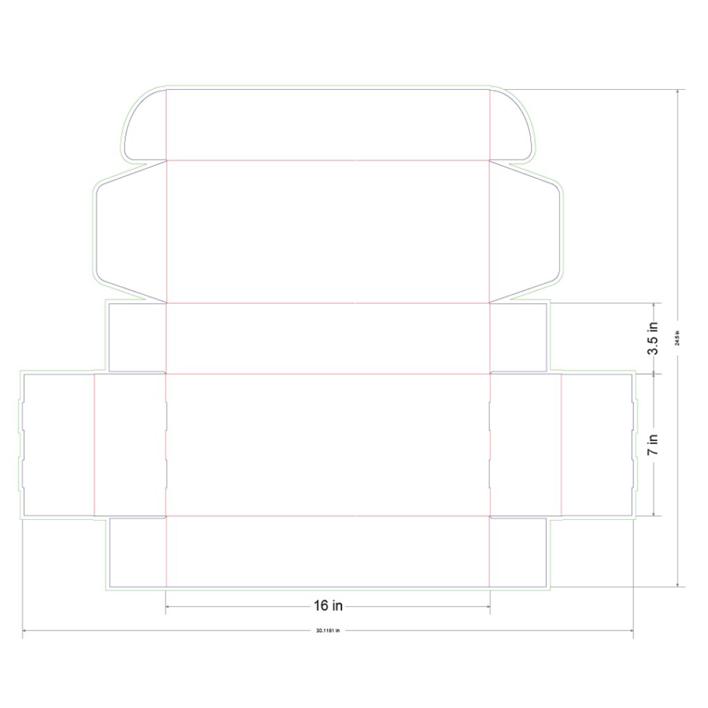 16x7x3.5 in Mailer Box Template