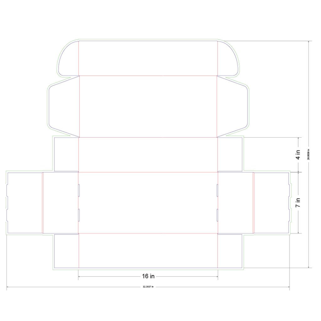 16x7x4 in Mailer Box Template