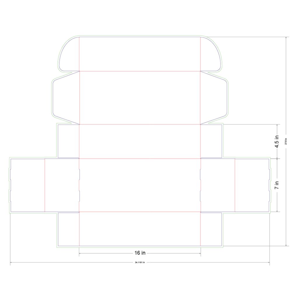16x7x4.5 in Mailer Box Template