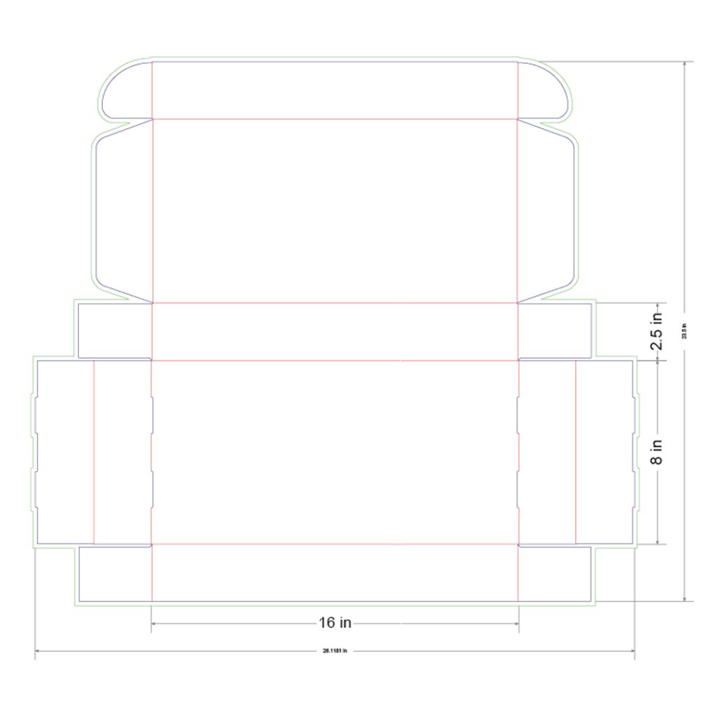 16x8x2.5 in Mailer Box Template