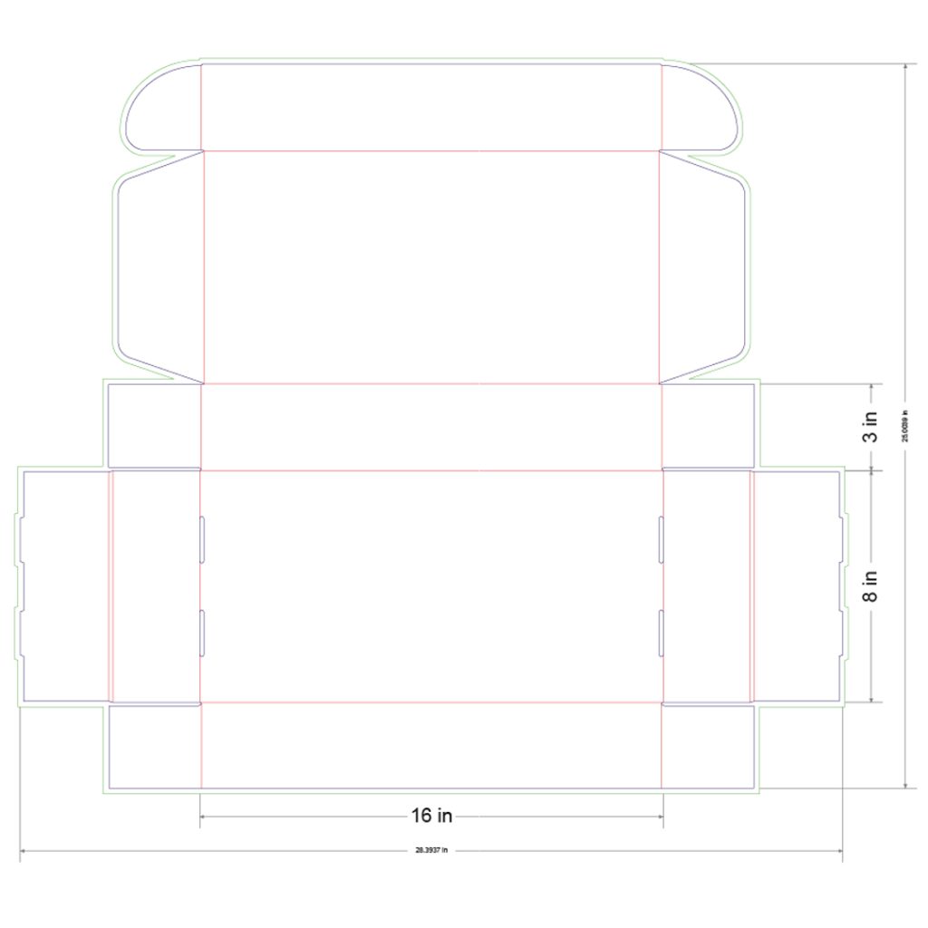 16x8x3 in Mailer Box Template