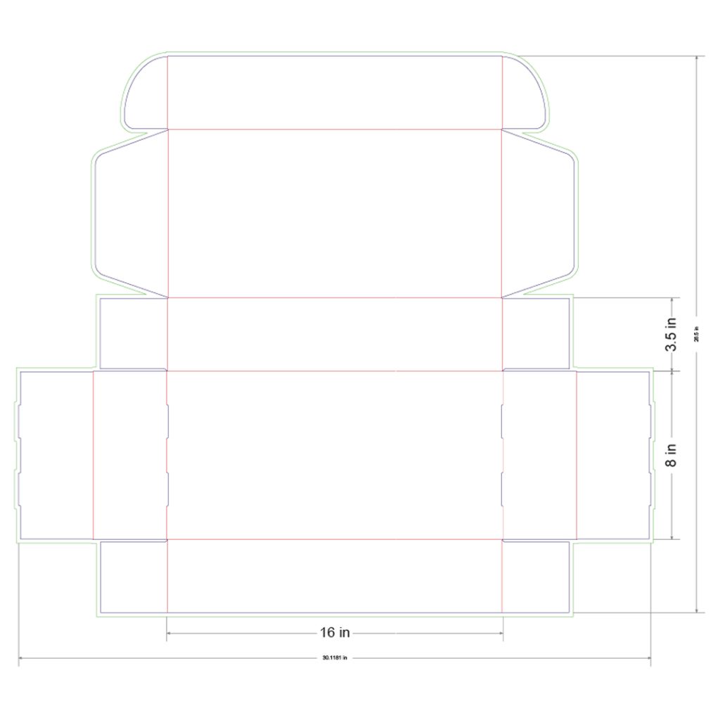 16x8x3.5 in Mailer Box Template