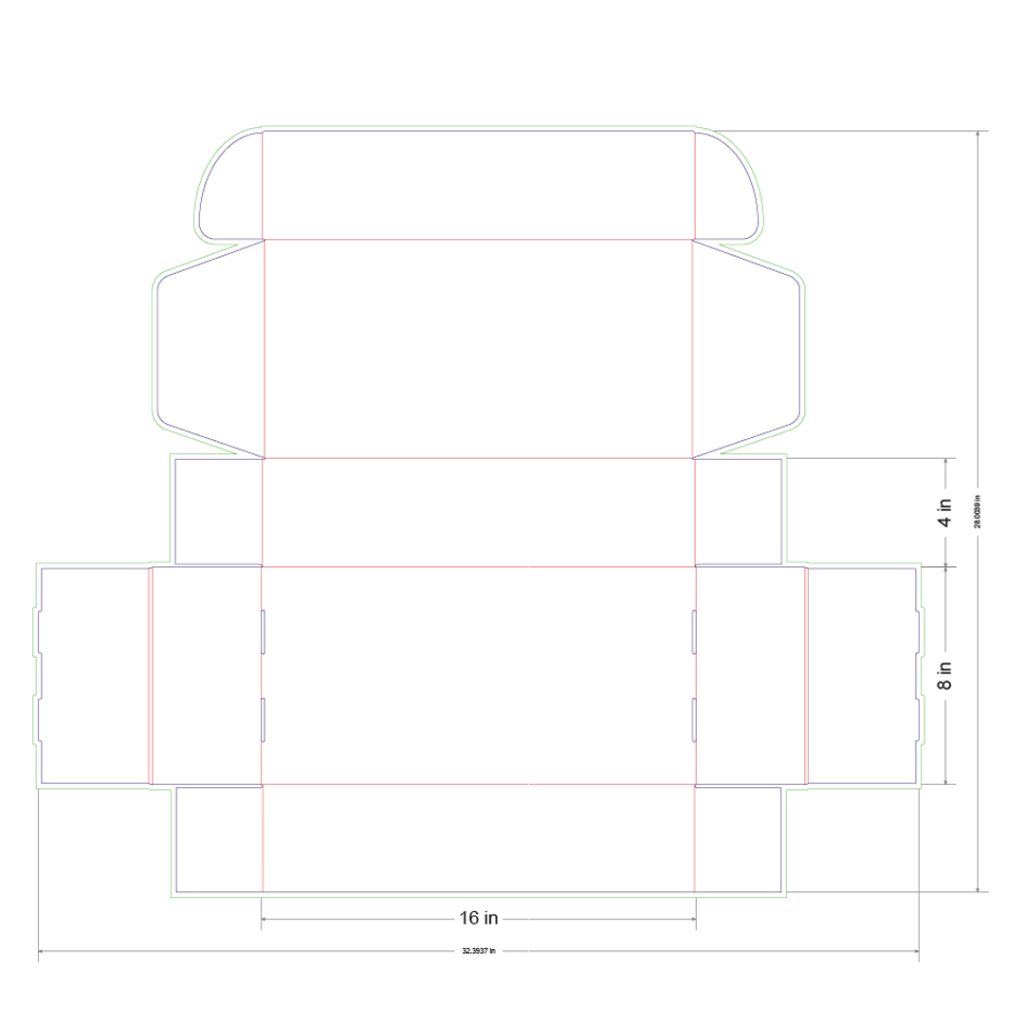 16x8x4 in Mailer Box Template