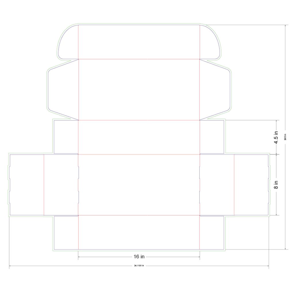 16x8x4.5 in Mailer Box Template