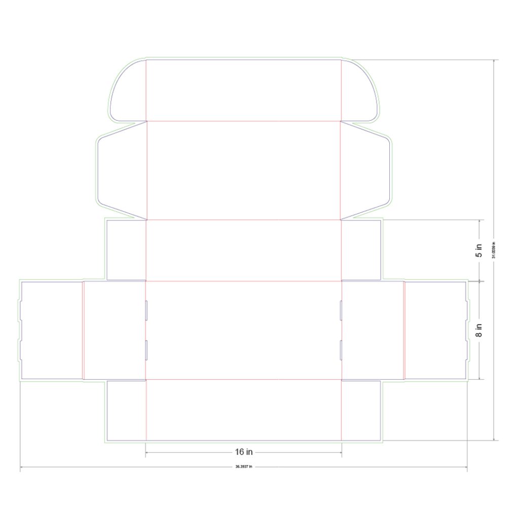 16x8x5 in Mailer Box Template
