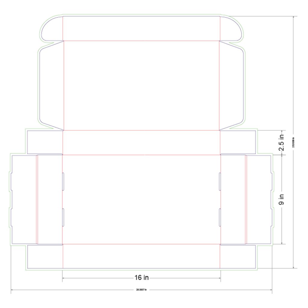 16x9x2.5 in Mailer Box Template