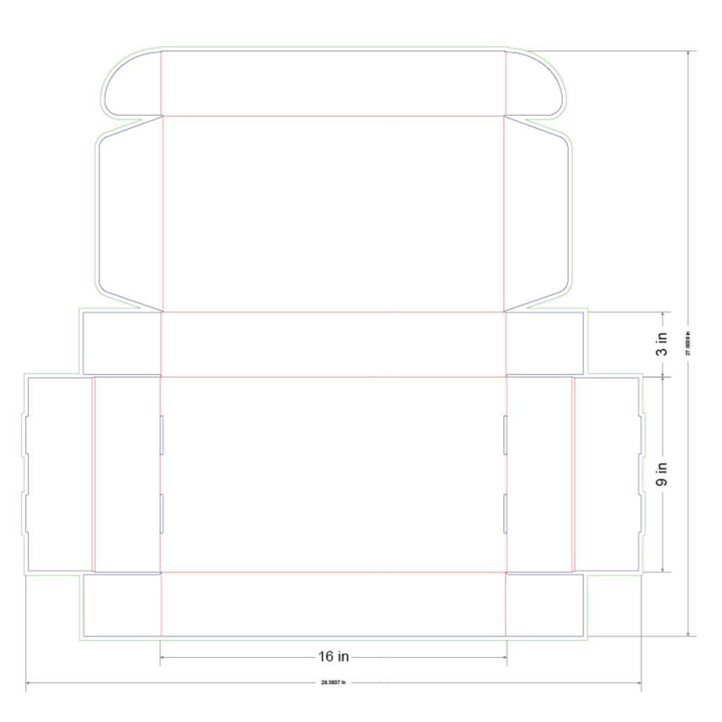 16x9x3 in Mailer Box Template