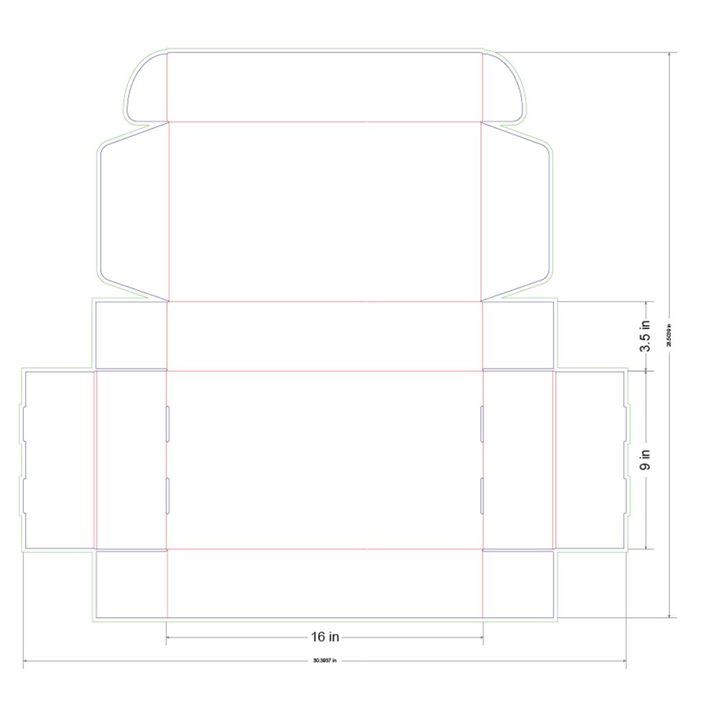 16x9x3.5 in Mailer Box Template