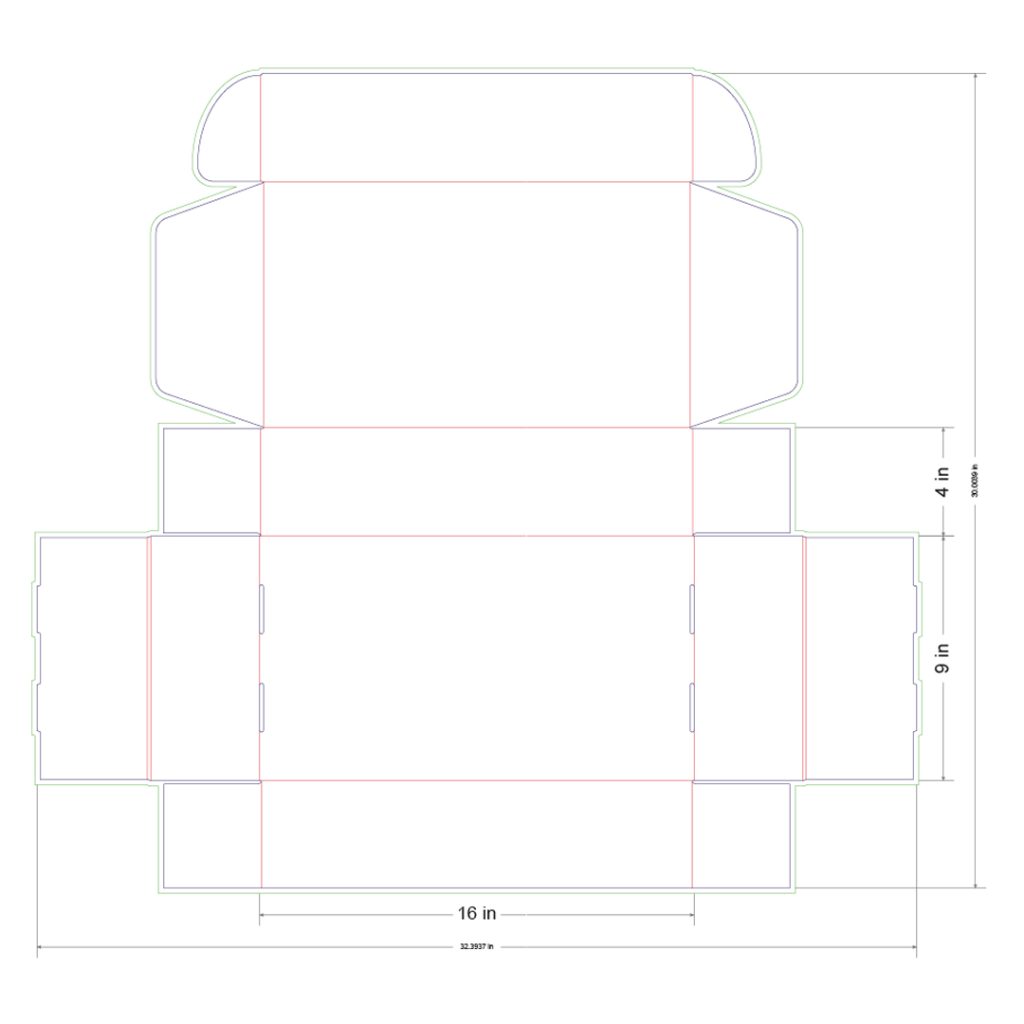 16x9x4 in Mailer Box Template