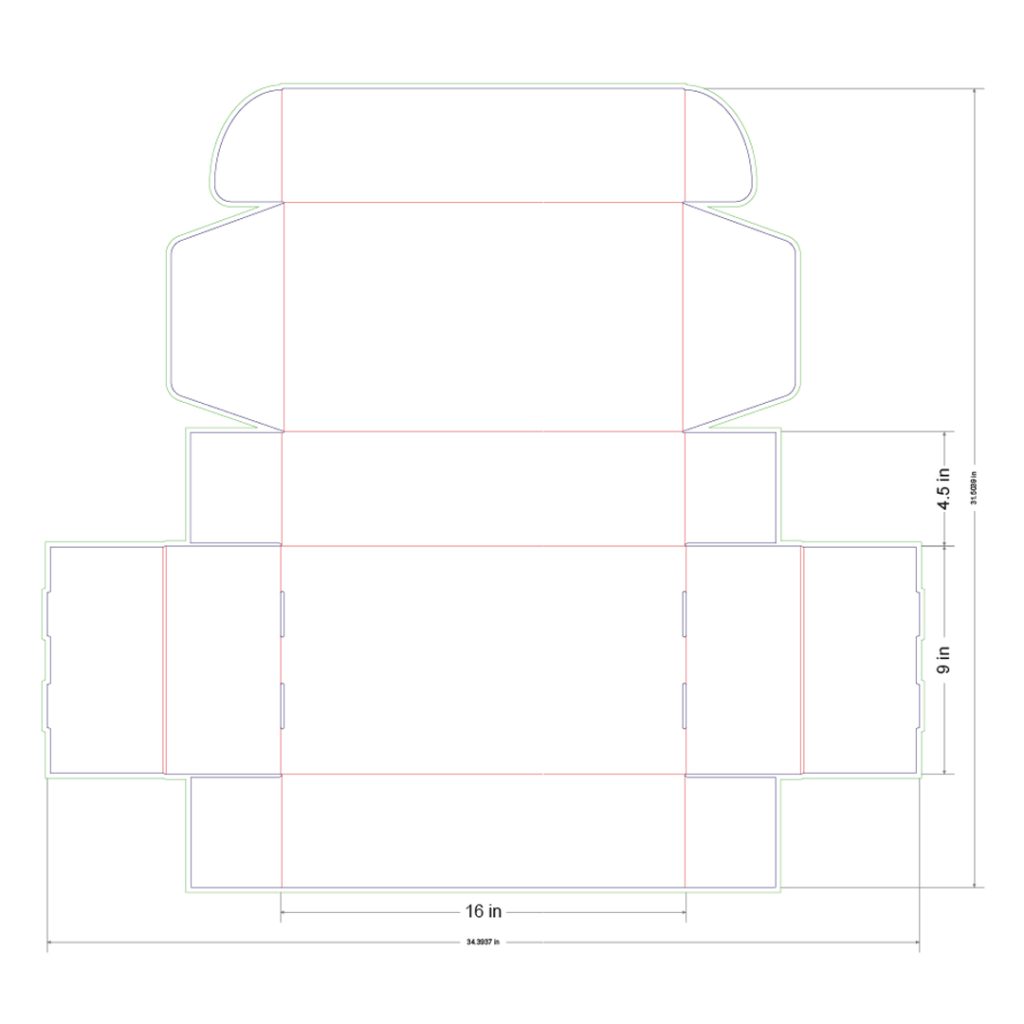 16x9x4.5 in Mailer Box Template