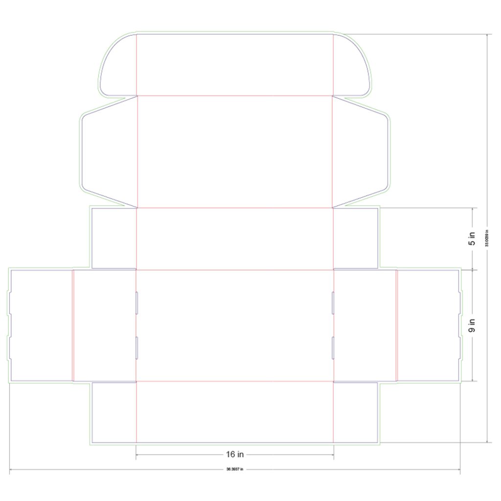 16x9x5 in Mailer Box Template