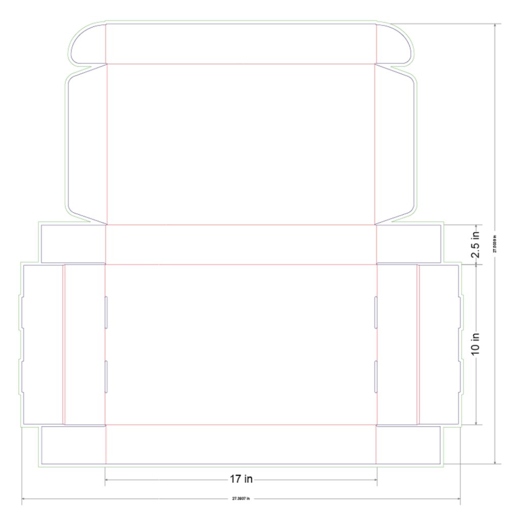 17x10x2.5 in Mailer Box Template